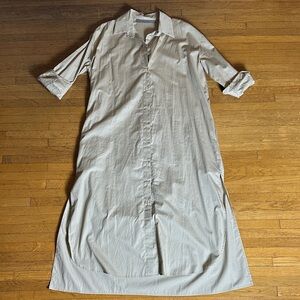 Enza Costa Tan Long Button Down Shirt Dress- size 1